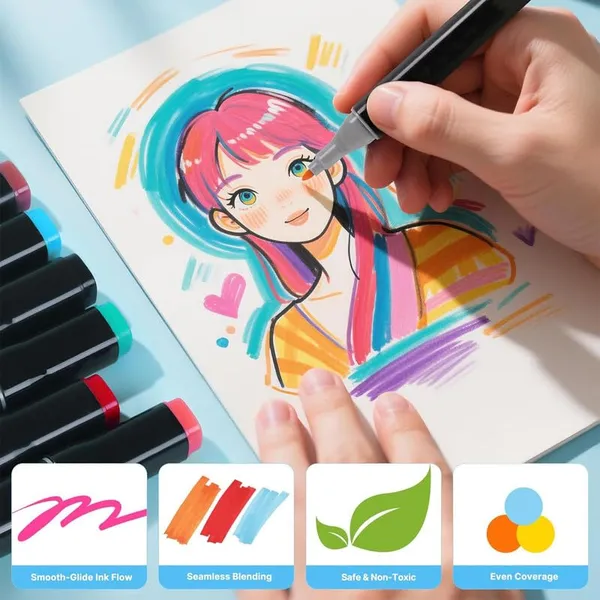 48_Pcs_Dual_Tip_Alcohol_Marker'S_Set,_Non-Toxic_Art_Supplie'S_For_Kid'S_And_Adult'S,_Book'S_Pen_With_Carry_Case_Set_Colour_Broad_Drawing_Sketching_(48)