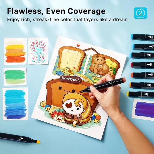 48_Pcs_Dual_Tip_Alcohol_Marker'S_Set,_Non-Toxic_Art_Supplie'S_For_Kid'S_And_Adult'S,_Book'S_Pen_With_Carry_Case_Set_Colour_Broad_Drawing_Sketching_(48)