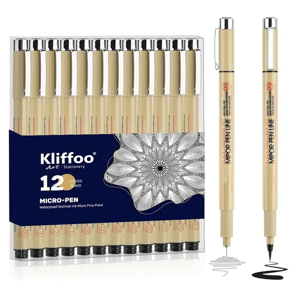 Micro_Fineliner_Drawing_Art_Pens,_12Pcs_Fine_Point_Waterproof_Archival_Black_Ink_Marker_For_Artists,_Writing,_Manga,_Sketching,_Zentangle_And_Outlining,_Tip_Size_0.2Mm-3Mm_(12Pcs_Fine_Point_Pens)