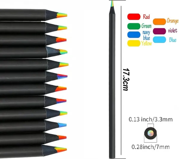 12_Colors_Rainbow_Pencils_For_Kids_And_Adults_|_Black_Wooden_Multi-Colored_Pencils_For_Drawing,_Sketching_And_Coloring_|_Art_Supplies_For_Boys_And_Girls,_School_And_Craft_Use