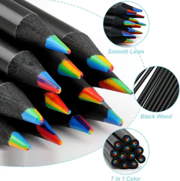 12_Colors_Rainbow_Pencils_For_Kids_And_Adults_|_Black_Wooden_Multi-Colored_Pencils_For_Drawing,_Sketching_And_Coloring_|_Art_Supplies_For_Boys_And_Girls,_School_And_Craft_Use