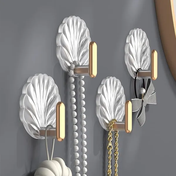 Premium_Shell_Wall_Hook_Stickers_|_Damage-Free_Strong_Adhesive_Hooks_For_Bathroom,_Kitchen_And_Home_Storage_|_Decorative_Clothing_Rack_Hooks_(Pack_Of_4)