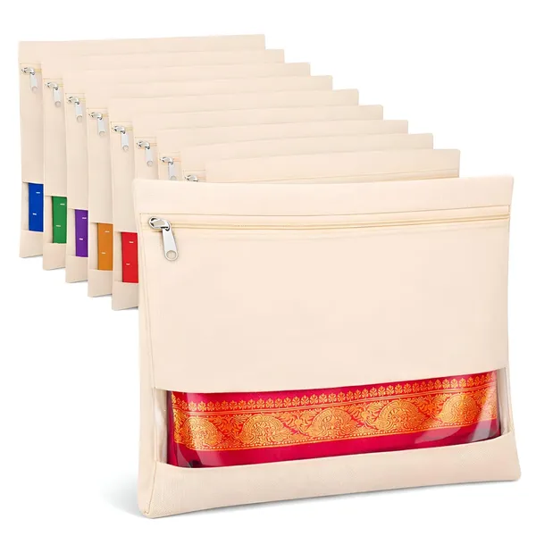Saree_Covers_for_Storage_Pack_of_12_Big_Size_16×14_Inch_Saree_Bags_with_Zip_Transparent_Mesh_Window_Saree_Organizer_for_Wardrobe_Clothes_Storage_Bags_-_Beige