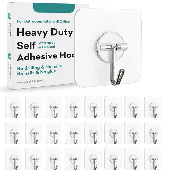 50_Pcs_Heavy_Duty_Self_Adhesive_Wall_Hooks_For_Hanging,_Stainless_Steel_Wall_Hooks_Sticker_For_Kitchen_Bathroom_And_Home_Use,_Transparent_Nail_Free_Sticky_Wall_Hook_Without_Drilling_(50)