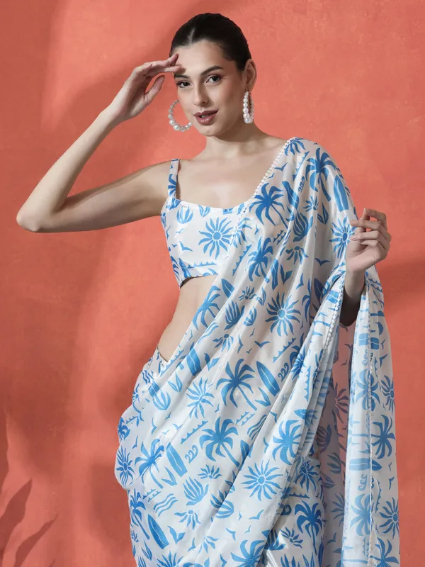Pre-Draped_Ready_to_Wear_Chinnon_Fabric_Digital_Printed_Saree_With_Unstiched_Blouse