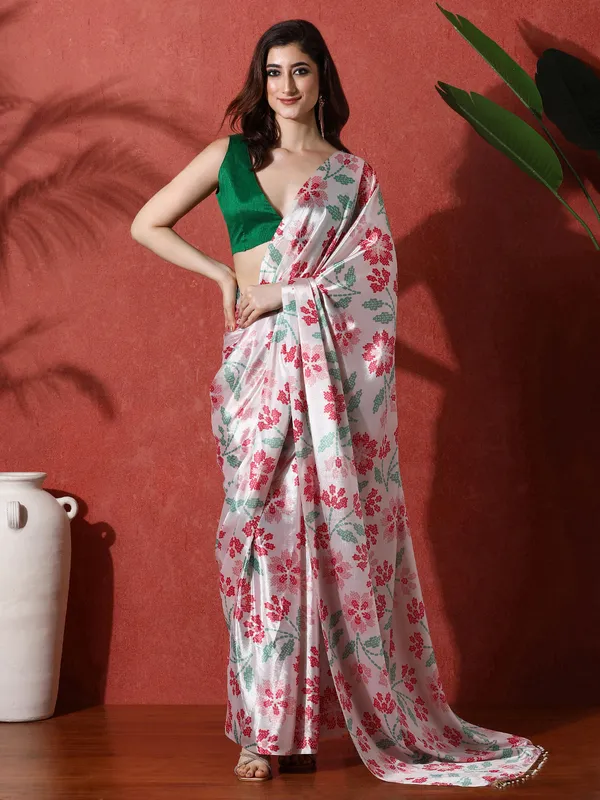 Pre-Draped_Ready_to_Wear_Chinnon_Fabric_Digital_Printed_Saree_With_Unstiched_Blouse