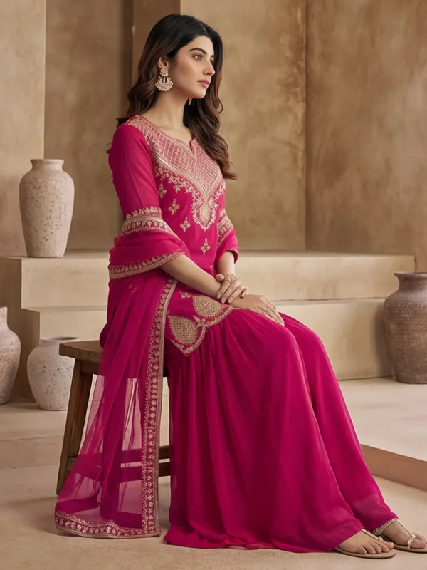 New_Embroidered_Work_&_Printed_Georgette_Kurta_Set
