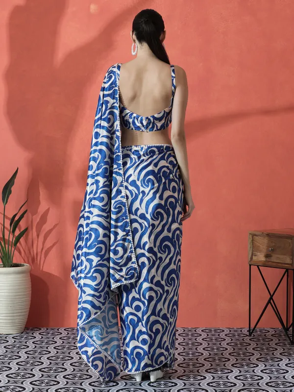Pre-Draped_Ready_to_Wear_Chinnon_Fabric_Digital_Printed_Saree_With_Unstiched_Blouse