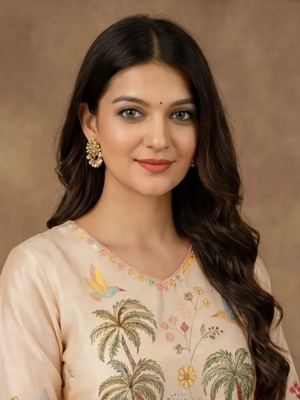 New_Embroidered_Beads_Work_Viscose_Assam_Silk_Kurta_Set