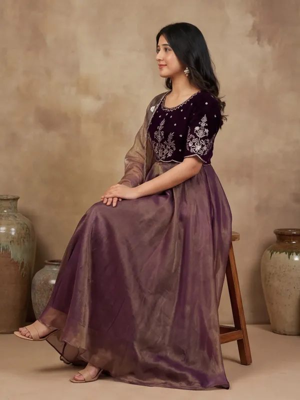 Fancy_Embroidered_And_Full_Flared_Velvet_And_Soft_Twill_Net_Gown