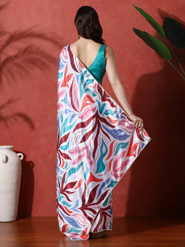 Pre-Draped_Ready_to_Wear_Chinnon_Fabric_Digital_Printed_Saree_With_Unstiched_Blouse