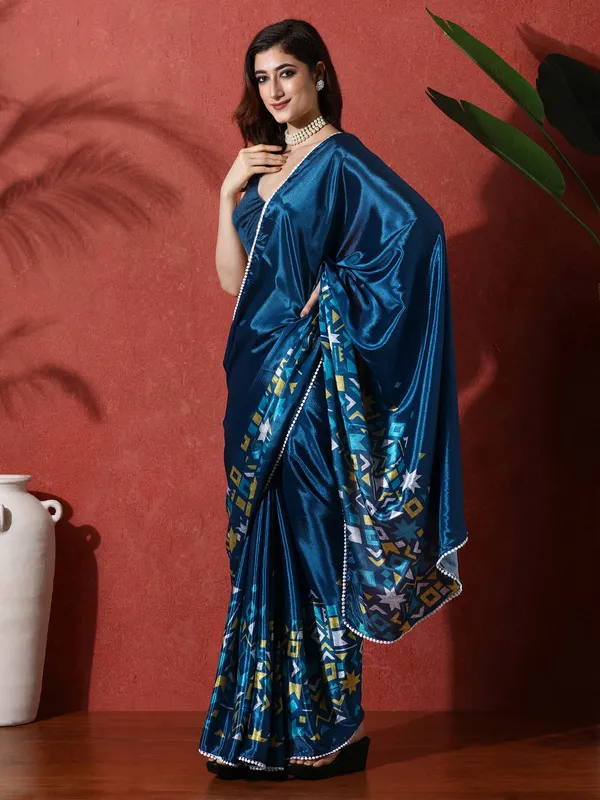 Pre-Draped_Ready_to_Wear_Chinnon_Fabric_Digital_Printed_Saree_With_Unstiched_Blouse
