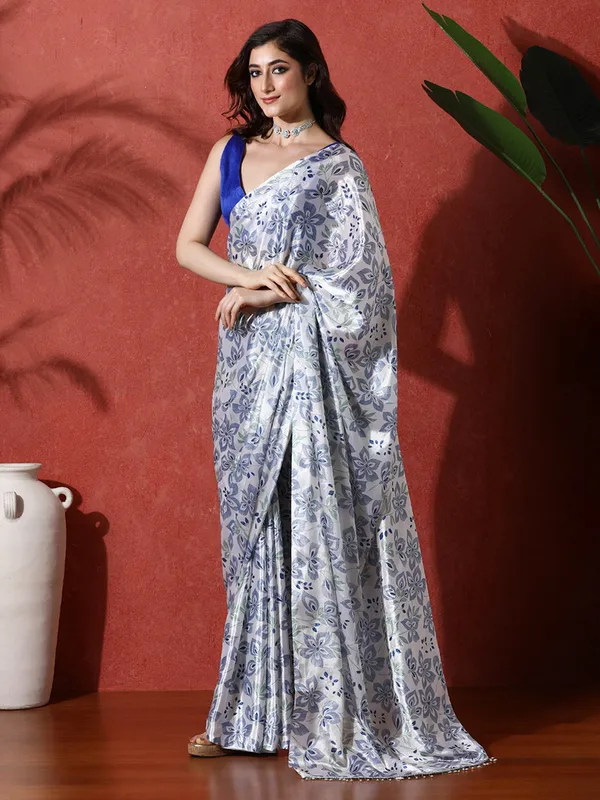 Pre-Draped_Ready_to_Wear_Chinnon_Fabric_Digital_Printed_Saree_With_Unstiched_Blouse