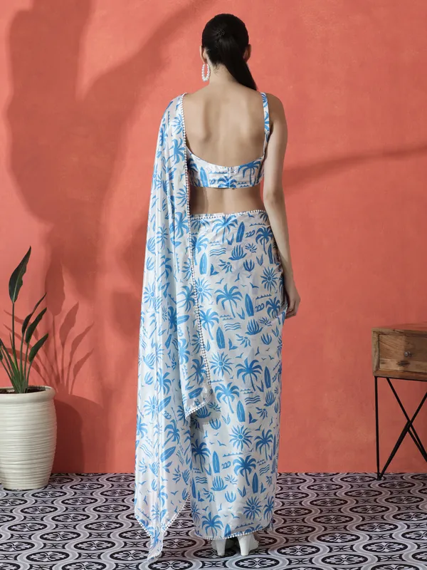Pre-Draped_Ready_to_Wear_Chinnon_Fabric_Digital_Printed_Saree_With_Unstiched_Blouse