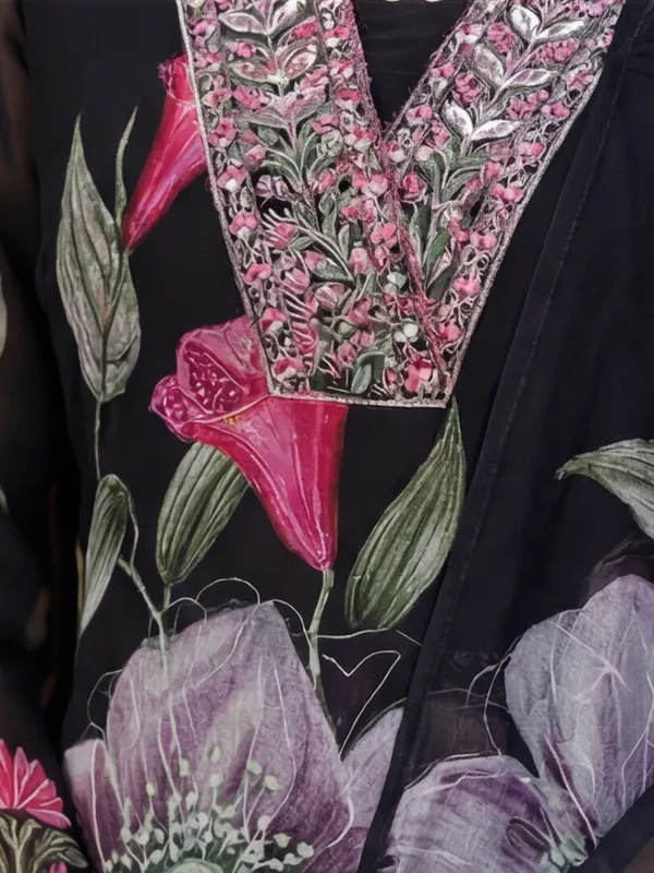 New_Embroidered_Work_&_Printed_Georgette_Kurta_Set