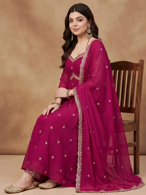 New_Embroidered_Work_&_Printed_Georgette_Kurta_Set
