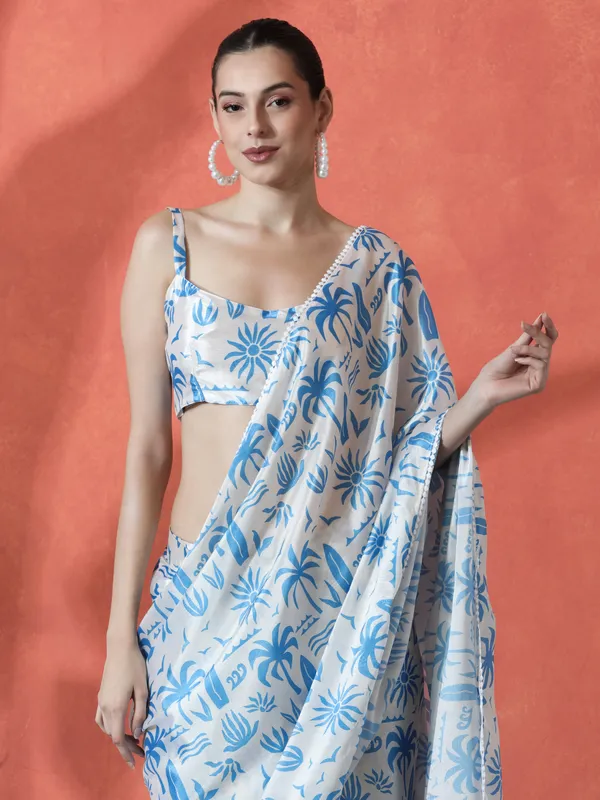 Pre-Draped_Ready_to_Wear_Chinnon_Fabric_Digital_Printed_Saree_With_Unstiched_Blouse