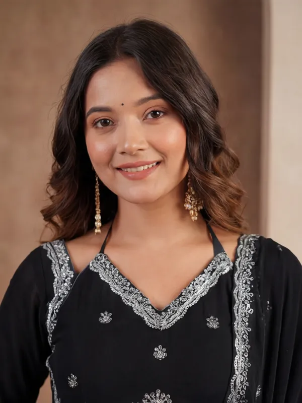 Women_Embroidery_Coding_Work_With_Show_Button_Rayon_Kurta_Set