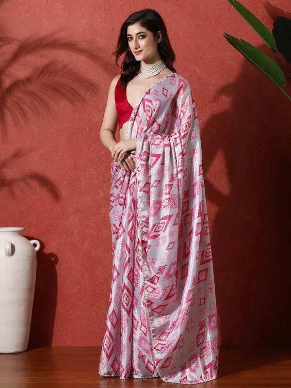 Pre-Draped_Ready_to_Wear_Chinnon_Fabric_Digital_Printed_Saree_With_Unstiched_Blouse