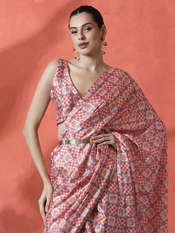 Pre-Draped_Ready_to_Wear_Chinnon_Fabric_Digital_Printed_Saree_With_Unstiched_Blouse