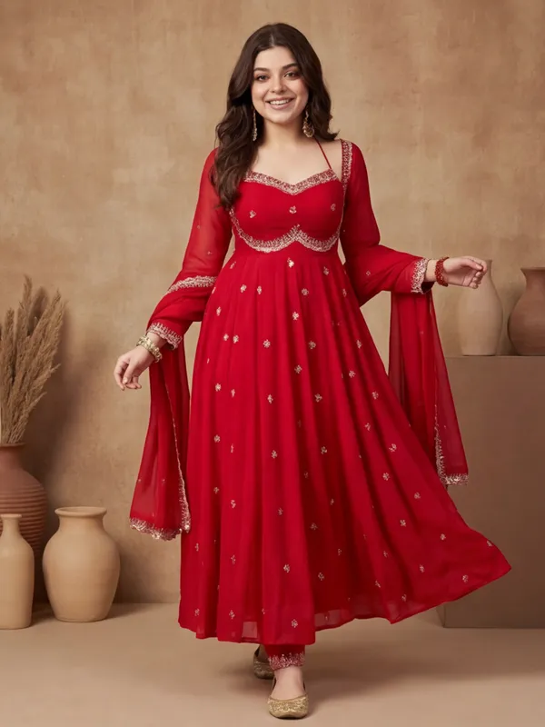 New_Embroidered_Work_&_Printed_Georgette_Kurta_Set