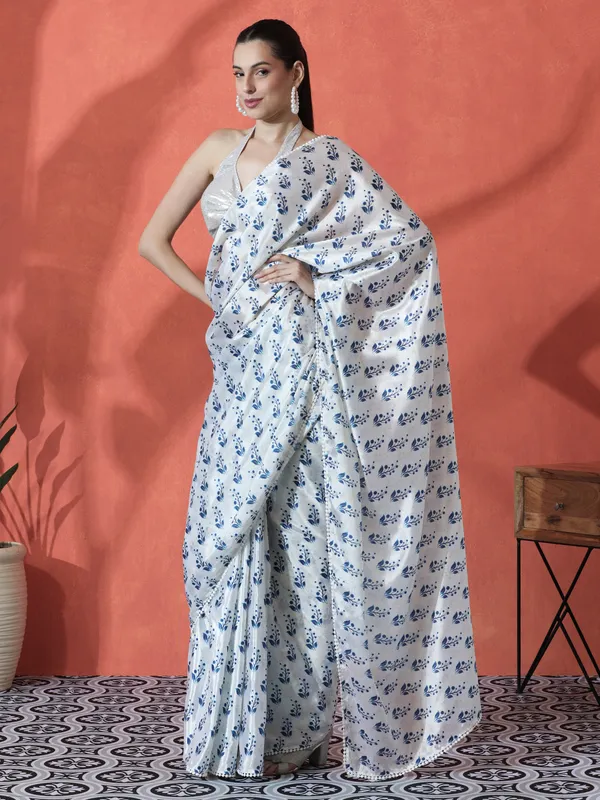 Pre-Draped_Ready_to_Wear_Chinnon_Fabric_Digital_Printed_Saree_With_Unstiched_Blouse