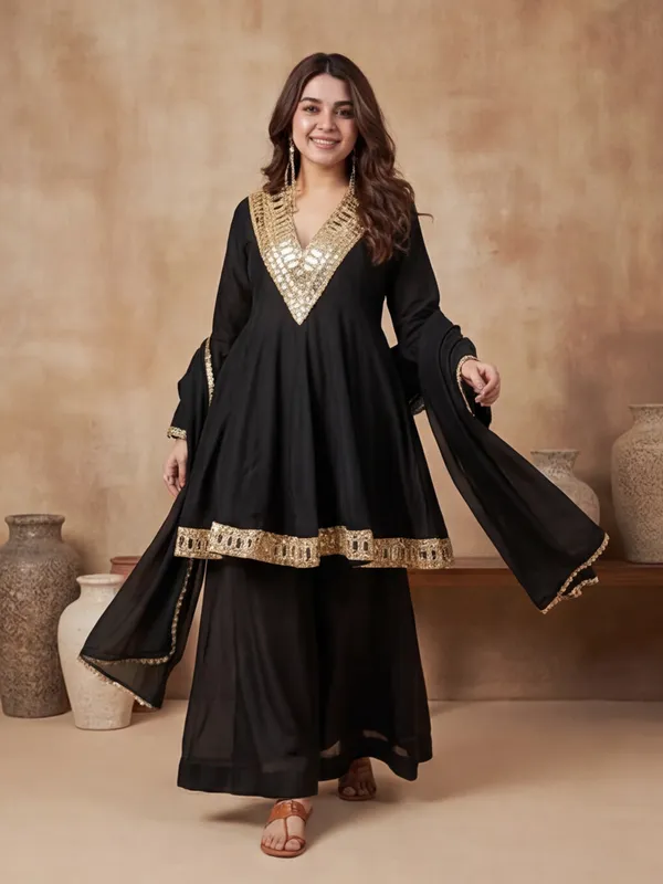 Latest_Embroidery_With_Mirror_Work_Chinon_Kurta_set