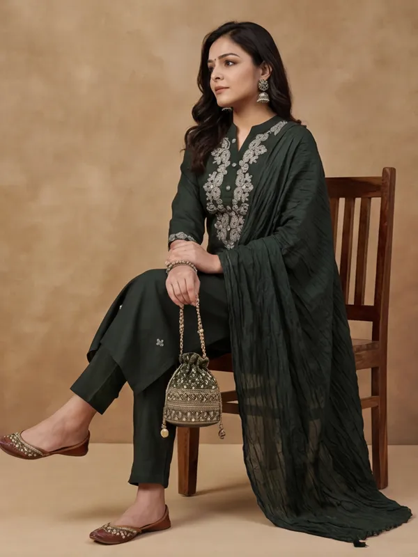 Women_Embroidery_Coding_Work_With_Show_Button_Rayon_Kurta_Set