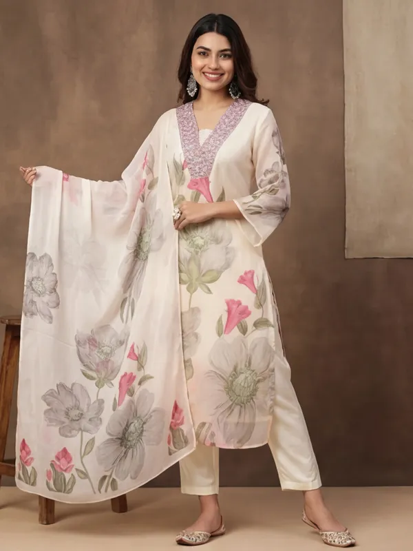 New_Embroidered_Work_&_Printed_Georgette_Kurta_Set