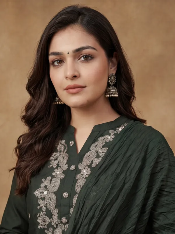 Women_Embroidery_Coding_Work_With_Show_Button_Rayon_Kurta_Set