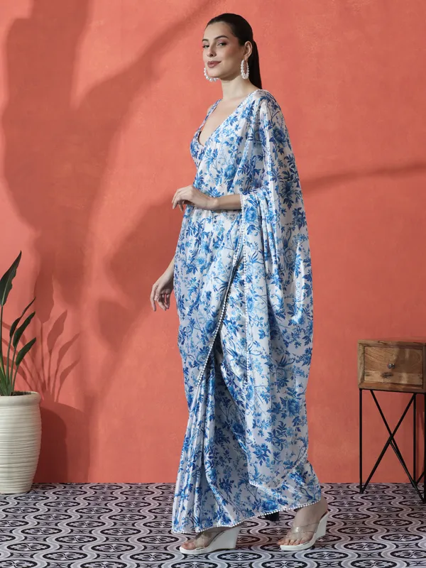 Pre-Draped_Ready_to_Wear_Chinnon_Fabric_Digital_Printed_Saree_With_Unstiched_Blouse