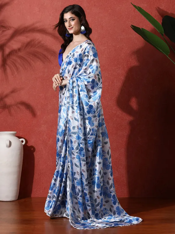 Pre-Draped_Ready_to_Wear_Chinnon_Fabric_Digital_Printed_Saree_With_Unstiched_Blouse