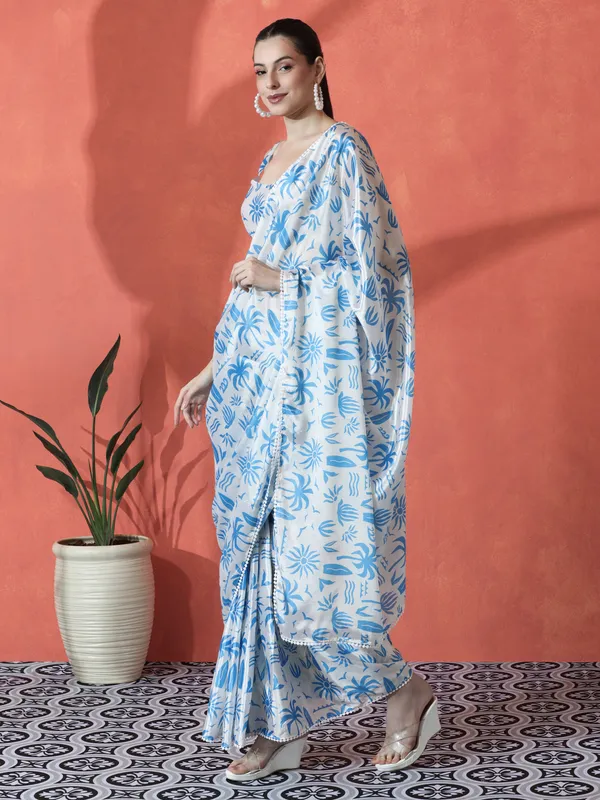 Pre-Draped_Ready_to_Wear_Chinnon_Fabric_Digital_Printed_Saree_With_Unstiched_Blouse
