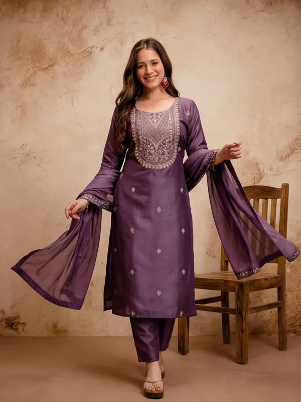 Women_Embroidery_Coding_Work_With_Show_Button_Rayon_Kurta_Set