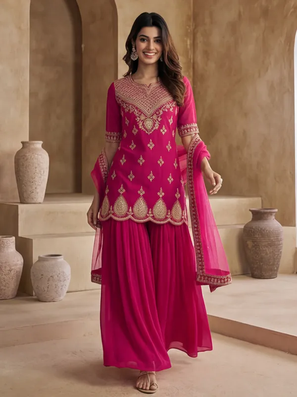 New_Embroidered_Work_&_Printed_Georgette_Kurta_Set