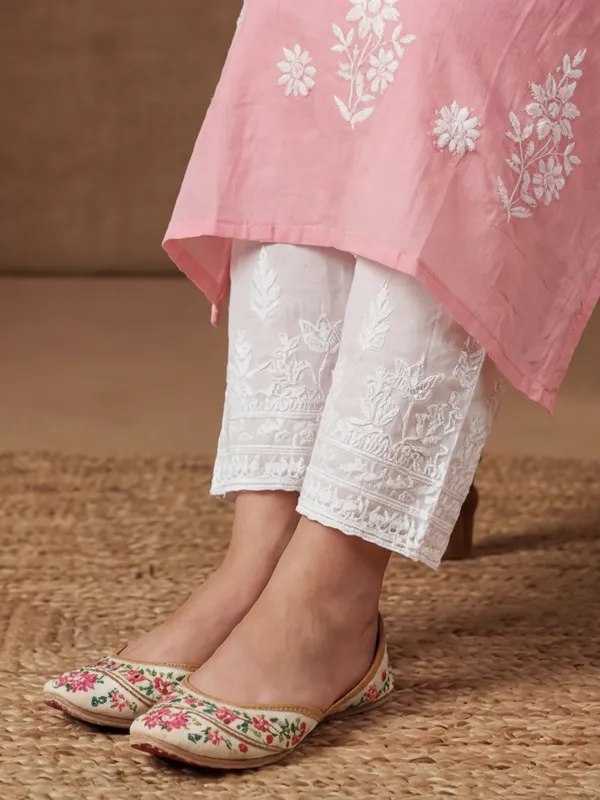New_Embroidered_Lakhnavi_Work_Cotton_Kurta_Set