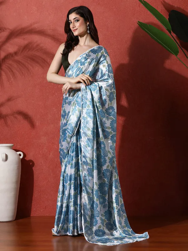 Pre-Draped_Ready_to_Wear_Chinnon_Fabric_Digital_Printed_Saree_With_Unstiched_Blouse