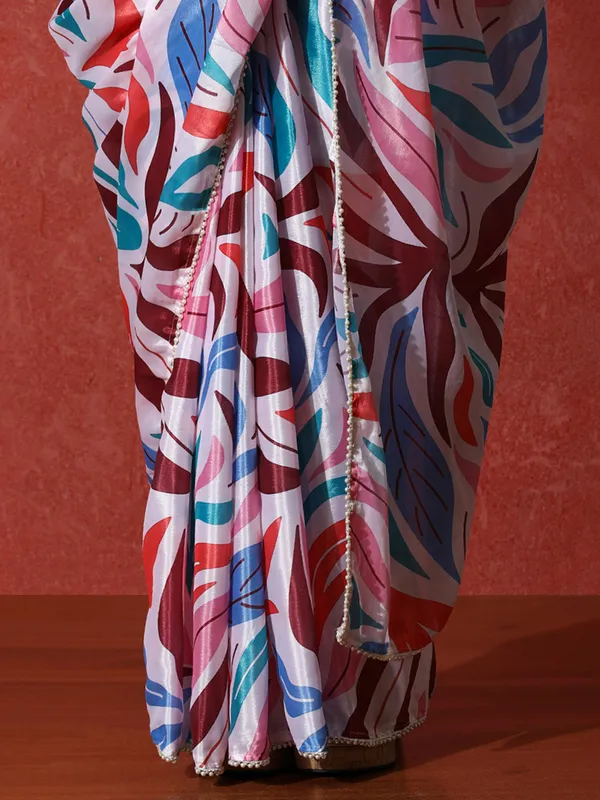 Pre-Draped_Ready_to_Wear_Chinnon_Fabric_Digital_Printed_Saree_With_Unstiched_Blouse
