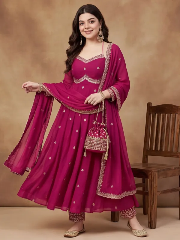 New_Embroidered_Work_&_Printed_Georgette_Kurta_Set