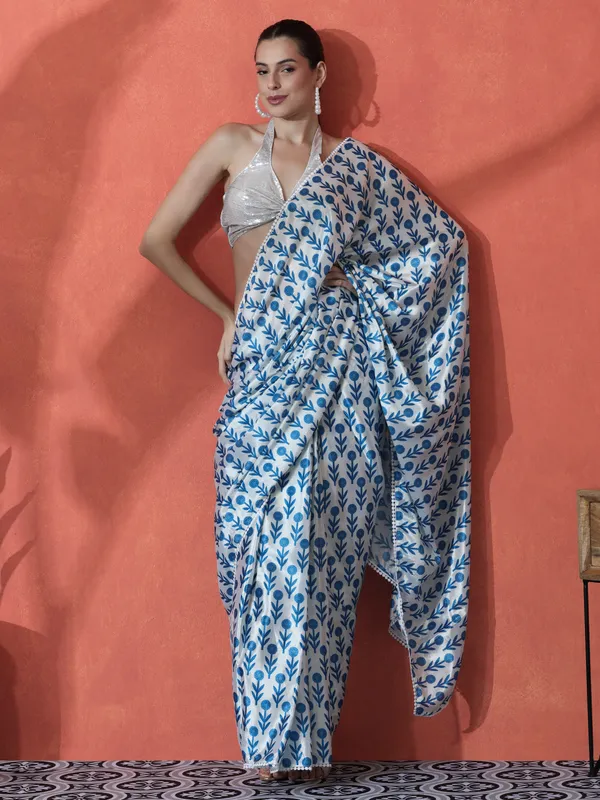 Pre-Draped_Ready_to_Wear_Chinnon_Fabric_Digital_Printed_Saree_With_Unstiched_Blouse