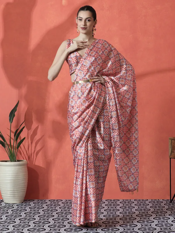 Pre-Draped_Ready_to_Wear_Chinnon_Fabric_Digital_Printed_Saree_With_Unstiched_Blouse
