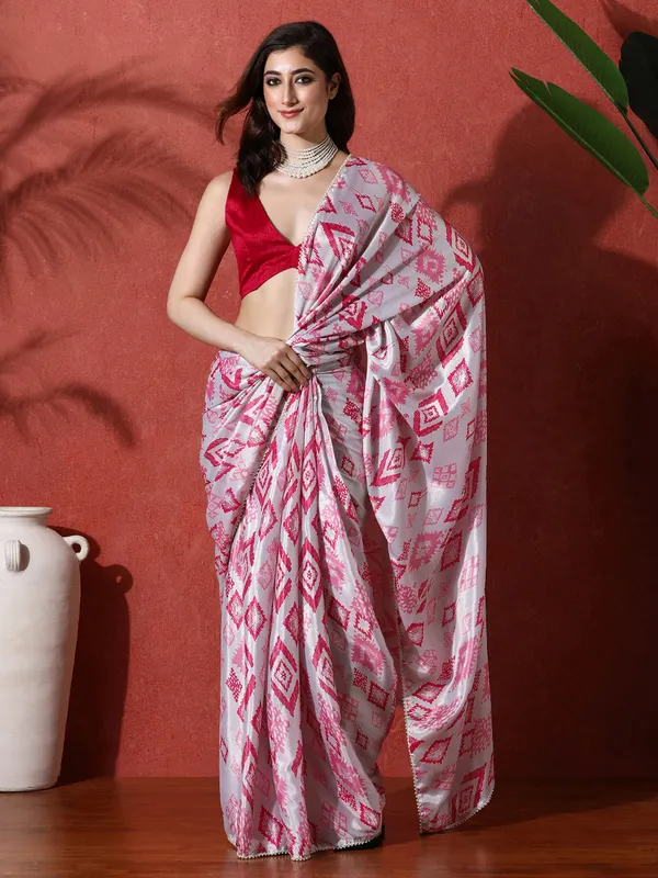 Pre-Draped_Ready_to_Wear_Chinnon_Fabric_Digital_Printed_Saree_With_Unstiched_Blouse