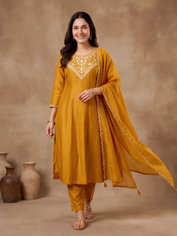 Women_Embroidered_Vichitra_Silk_Flared_kurta_set