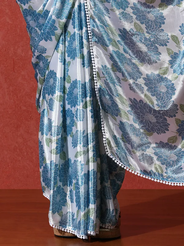 Pre-Draped_Ready_to_Wear_Chinnon_Fabric_Digital_Printed_Saree_With_Unstiched_Blouse