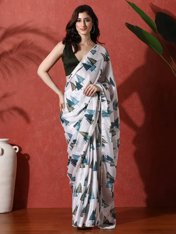 Pre-Draped_Ready_to_Wear_Chinnon_Fabric_Digital_Printed_Saree_With_Unstiched_Blouse