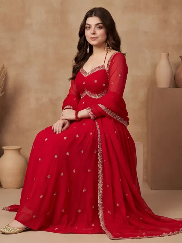 New_Embroidered_Work_&_Printed_Georgette_Kurta_Set