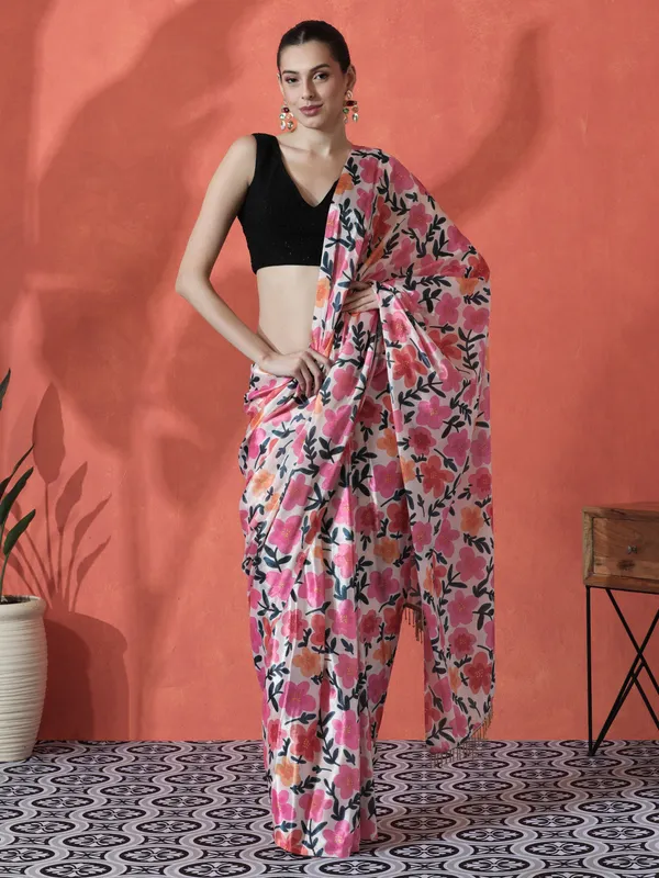 Pre-Draped_Ready_to_Wear_Chinnon_Fabric_Digital_Printed_Saree_With_Unstiched_Blouse