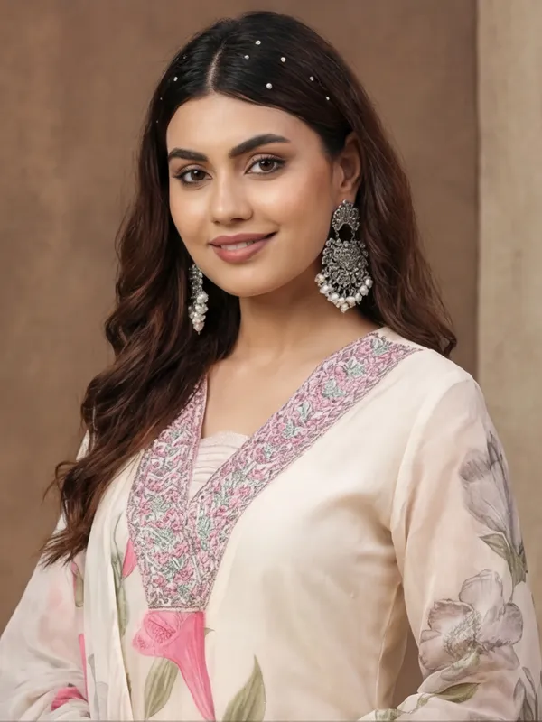 New_Embroidered_Work_&_Printed_Georgette_Kurta_Set