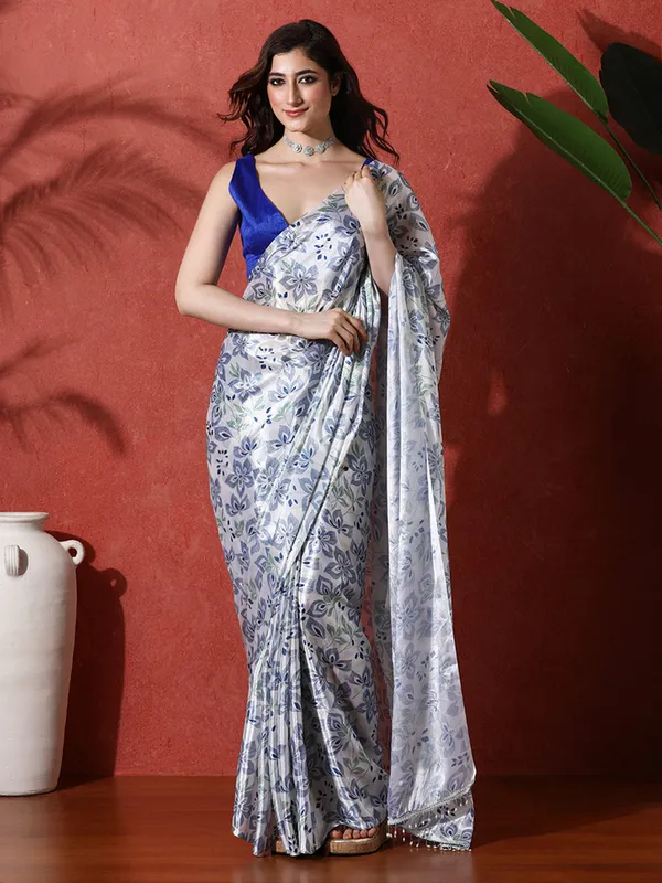 Pre-Draped_Ready_to_Wear_Chinnon_Fabric_Digital_Printed_Saree_With_Unstiched_Blouse