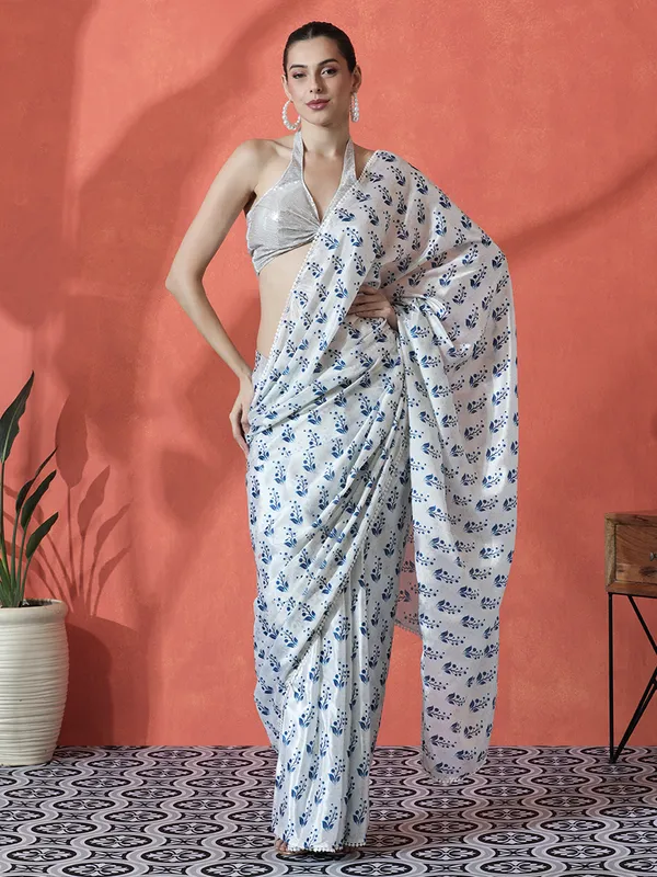 Pre-Draped_Ready_to_Wear_Chinnon_Fabric_Digital_Printed_Saree_With_Unstiched_Blouse